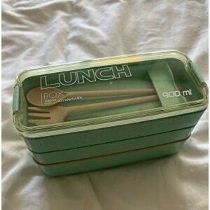 New Bento Box Lunch Box, 3-In-1 Compartment Lunch Containers - Wheat Straw